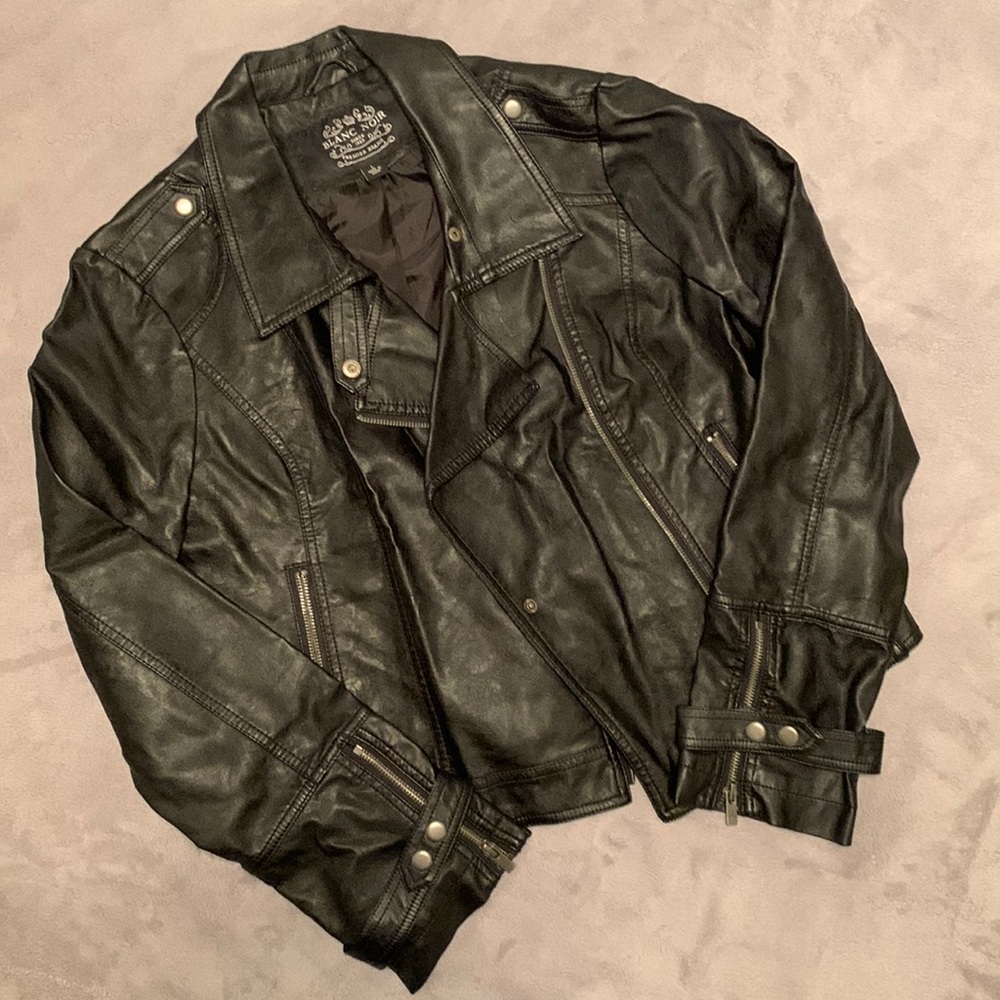Black Vegan Leather Moto Jacket